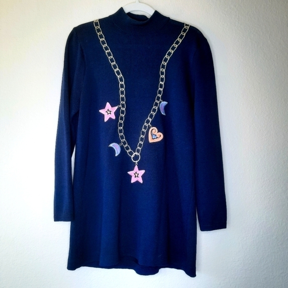 St. John Vintage Knit Sailor Star Chain Sweater M - Picture 1 of 5